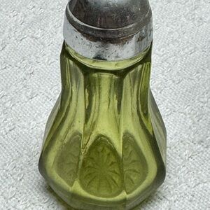 Vintage Green Glass Salt Shaker